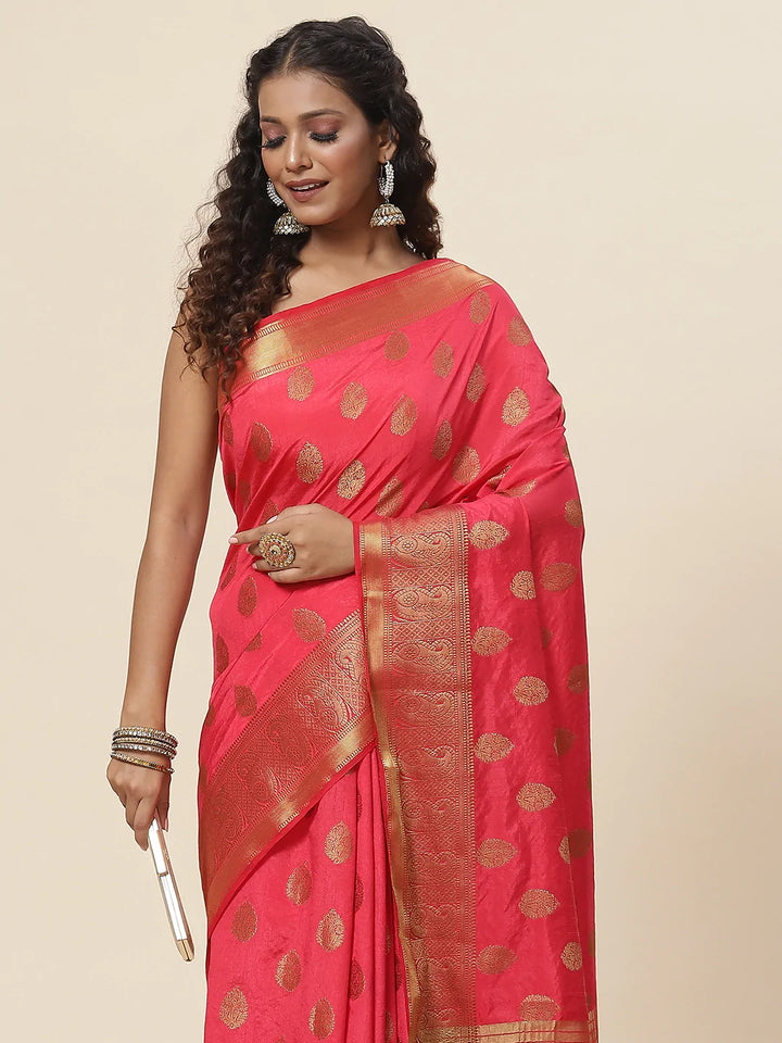 Zari Border Booti Handloom Woven Saree