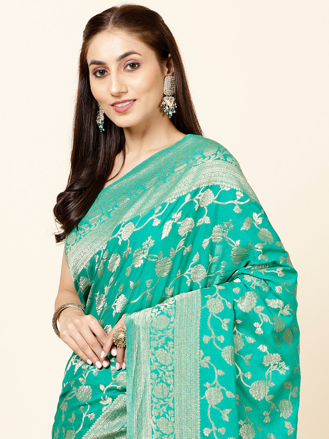 Zari Jaal Plain Georgette Saree