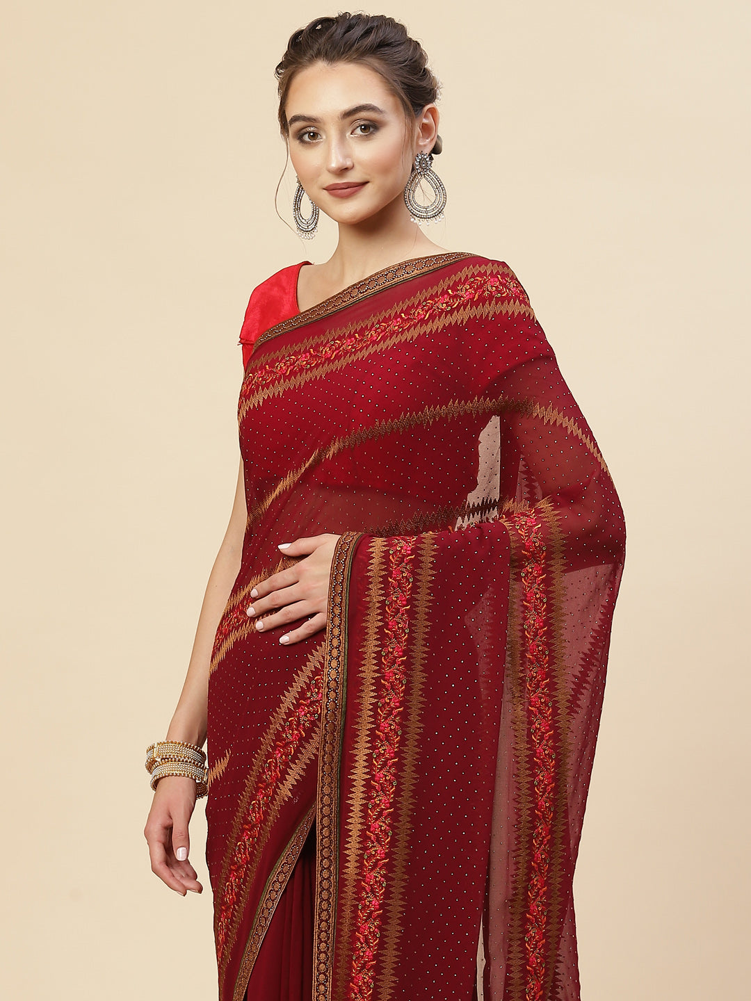 Swarovski Embroidered Georgette Saree