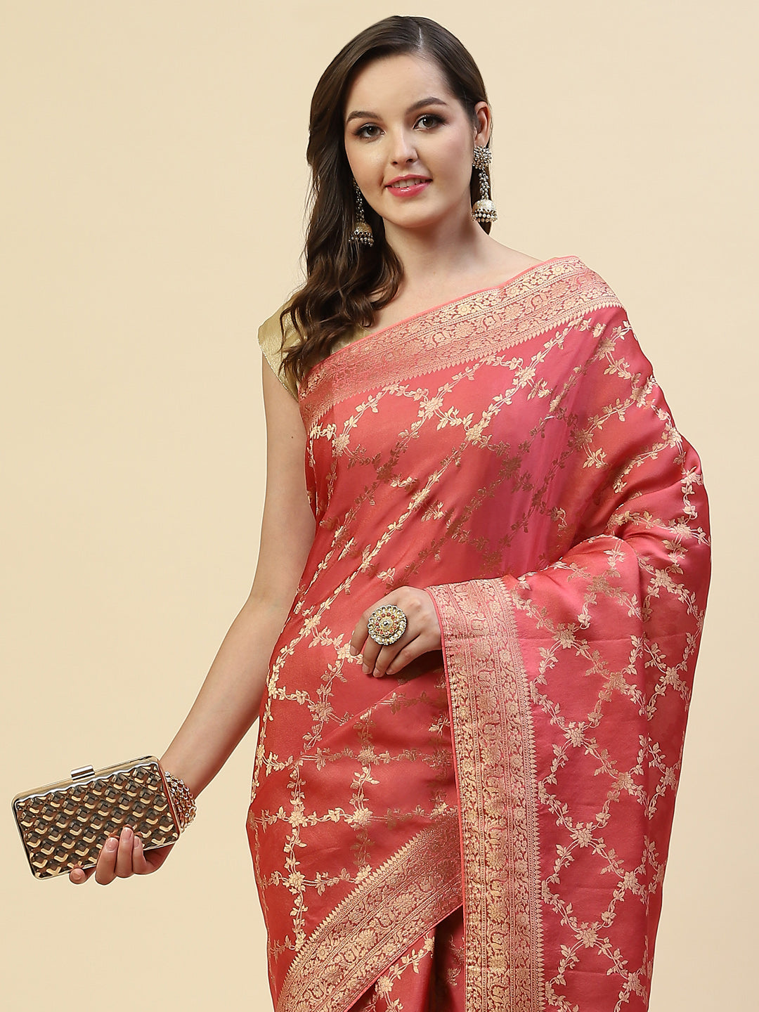 Zari Jaal Banarasi Woven Saree