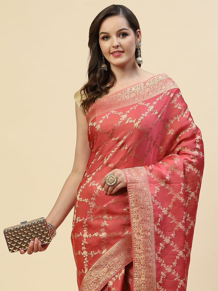 Zari Jaal Banarasi Woven Saree