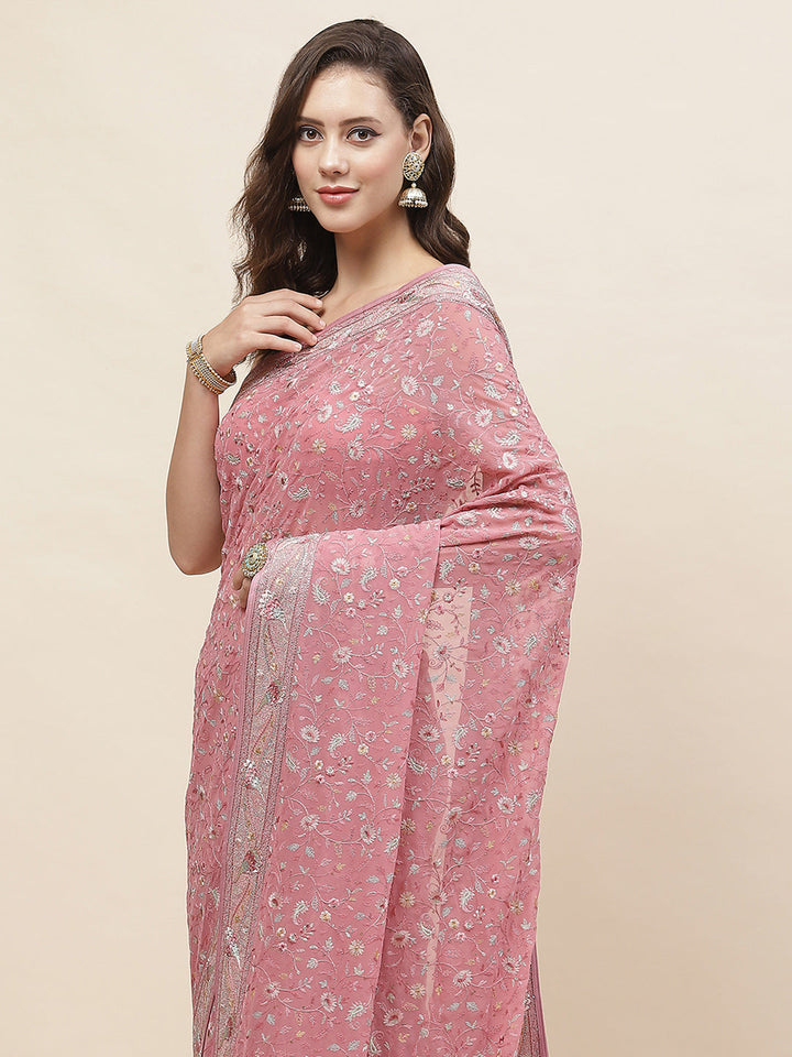 Resham Jaal Embroidery Georgette Saree