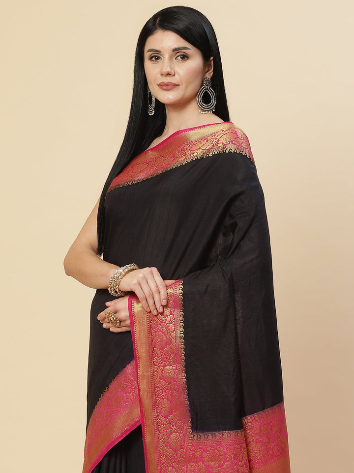Plain Zari Border Handloom Woven Saree