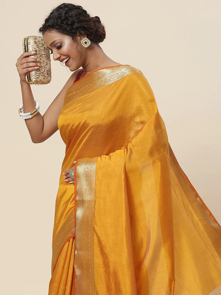 Plain Zari Border Handloom Woven Saree