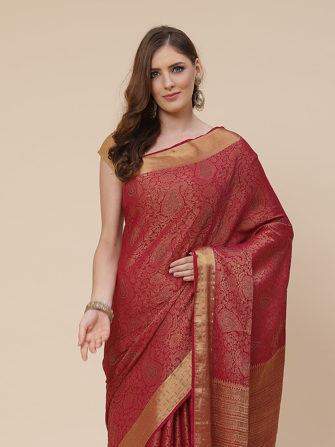 Light Brocade Georgette Plain Saree