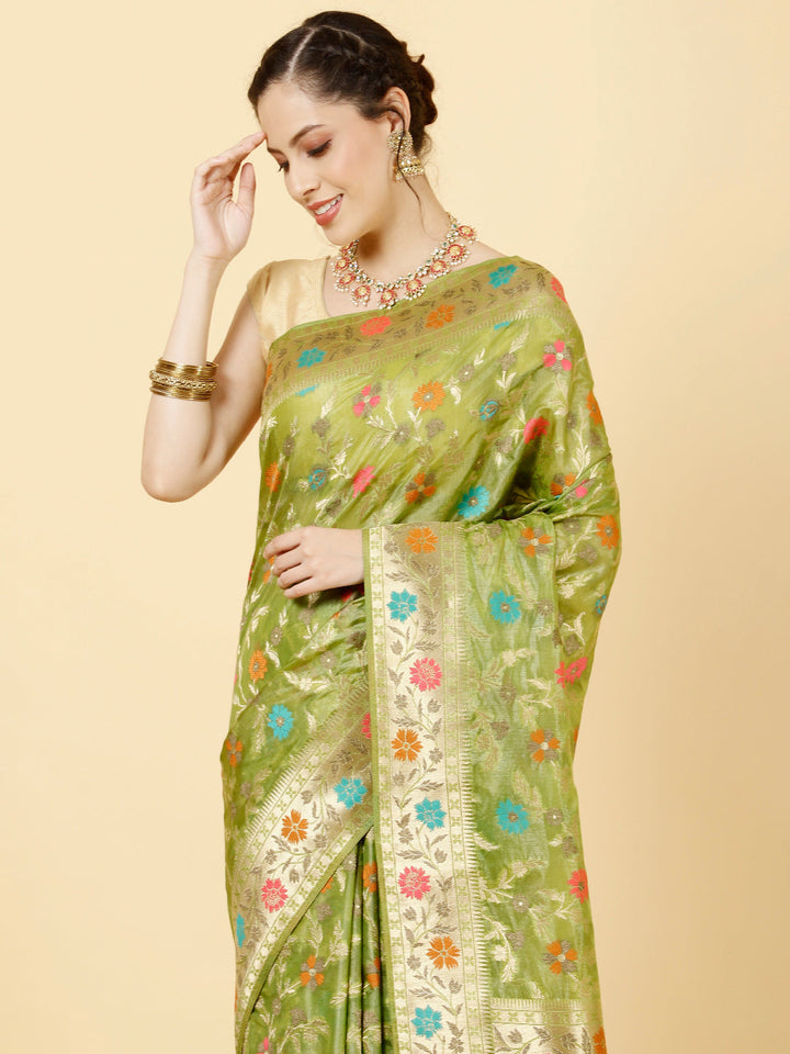 Zari Jaal Woven Organza Saree