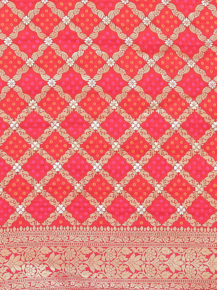Banarasi Art rani red Handloom