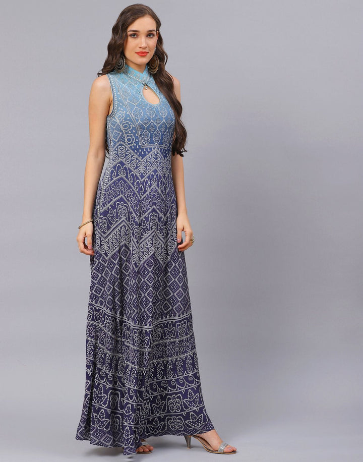 Blue and Peach Pink Dress