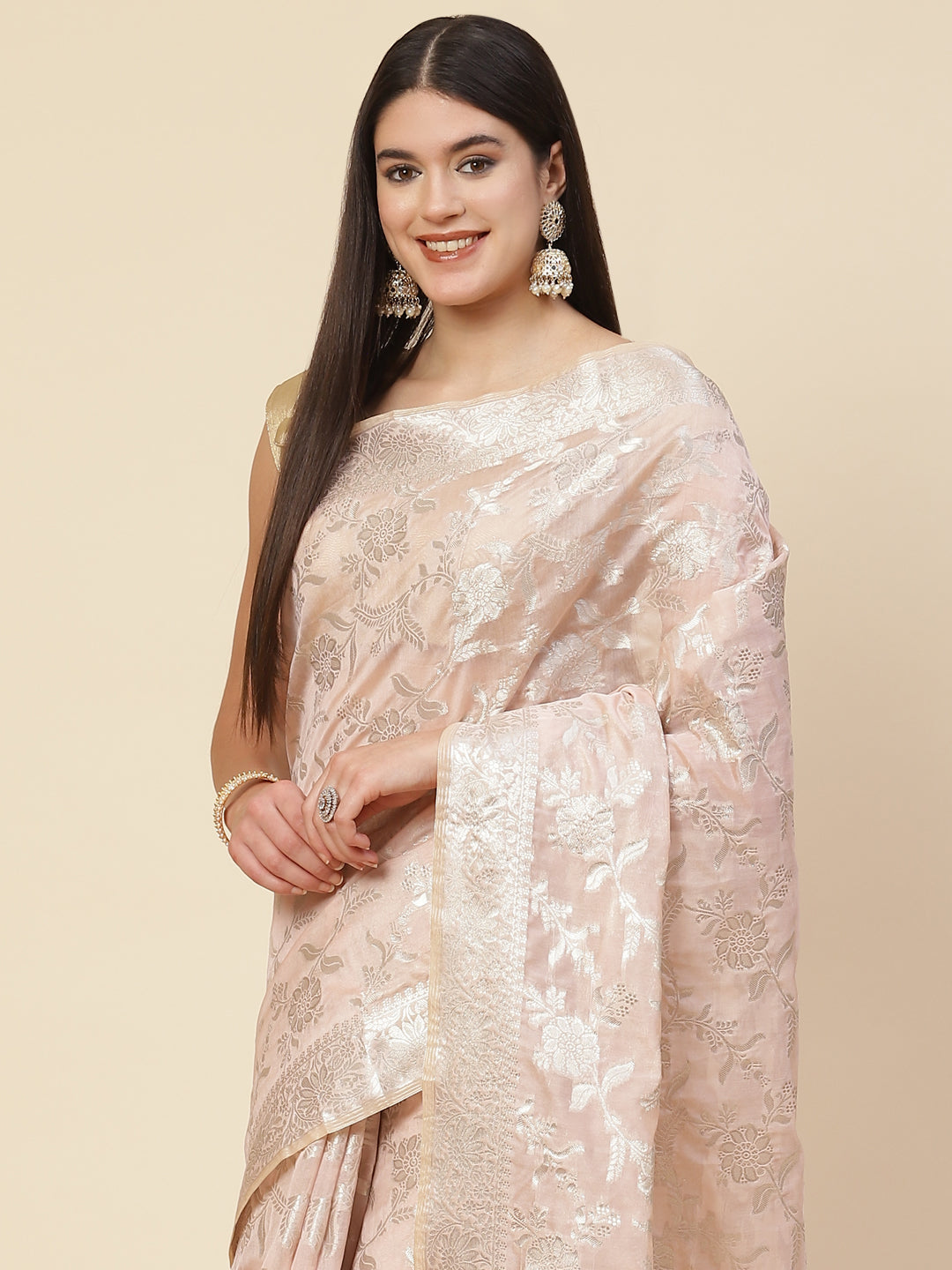 Zari Jaal Organza Woven Saree