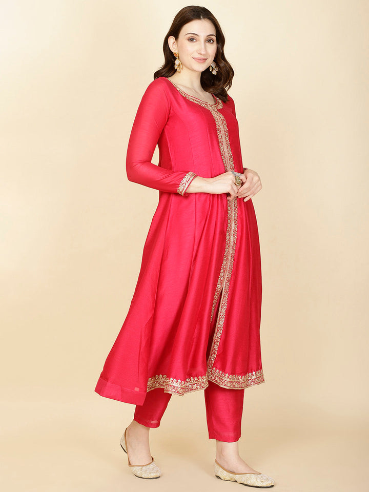 Neck Embroidery Handloom Kurta With Pants &amp; Dupatta
