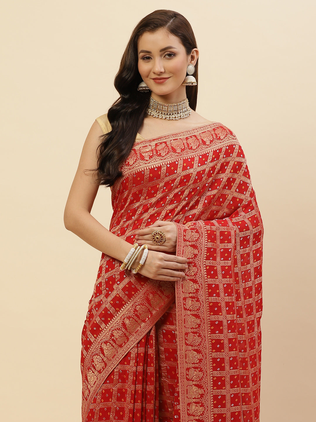Gharchola Georgette Plain Saree