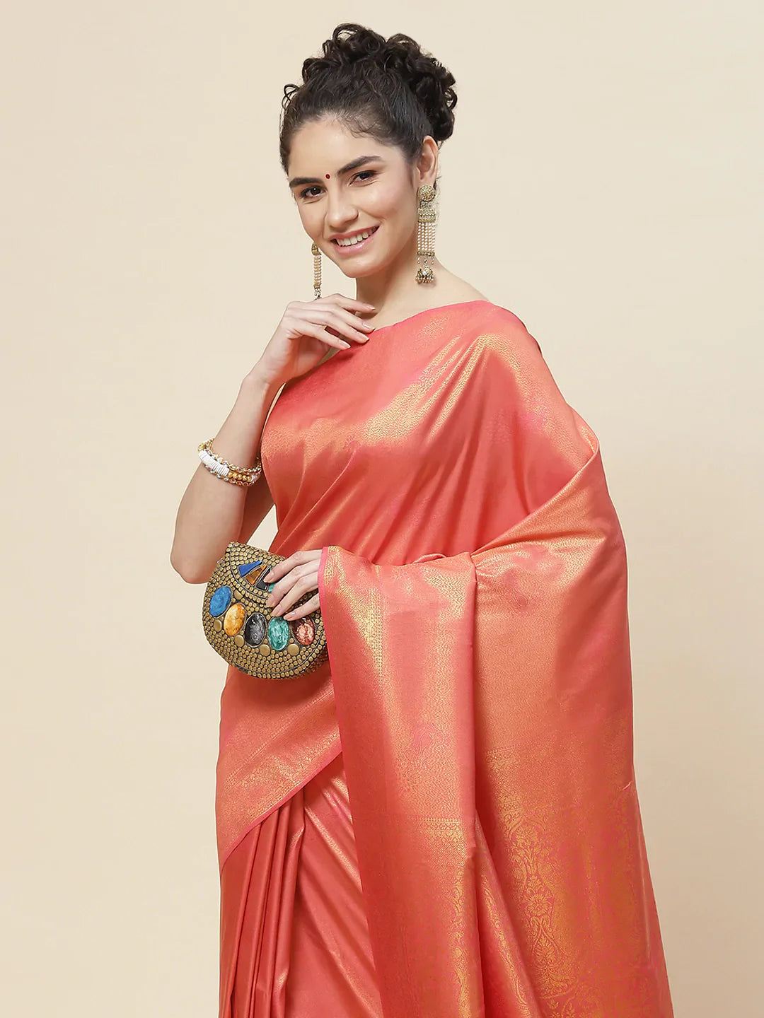Zari Jaal Handloom Woven Saree