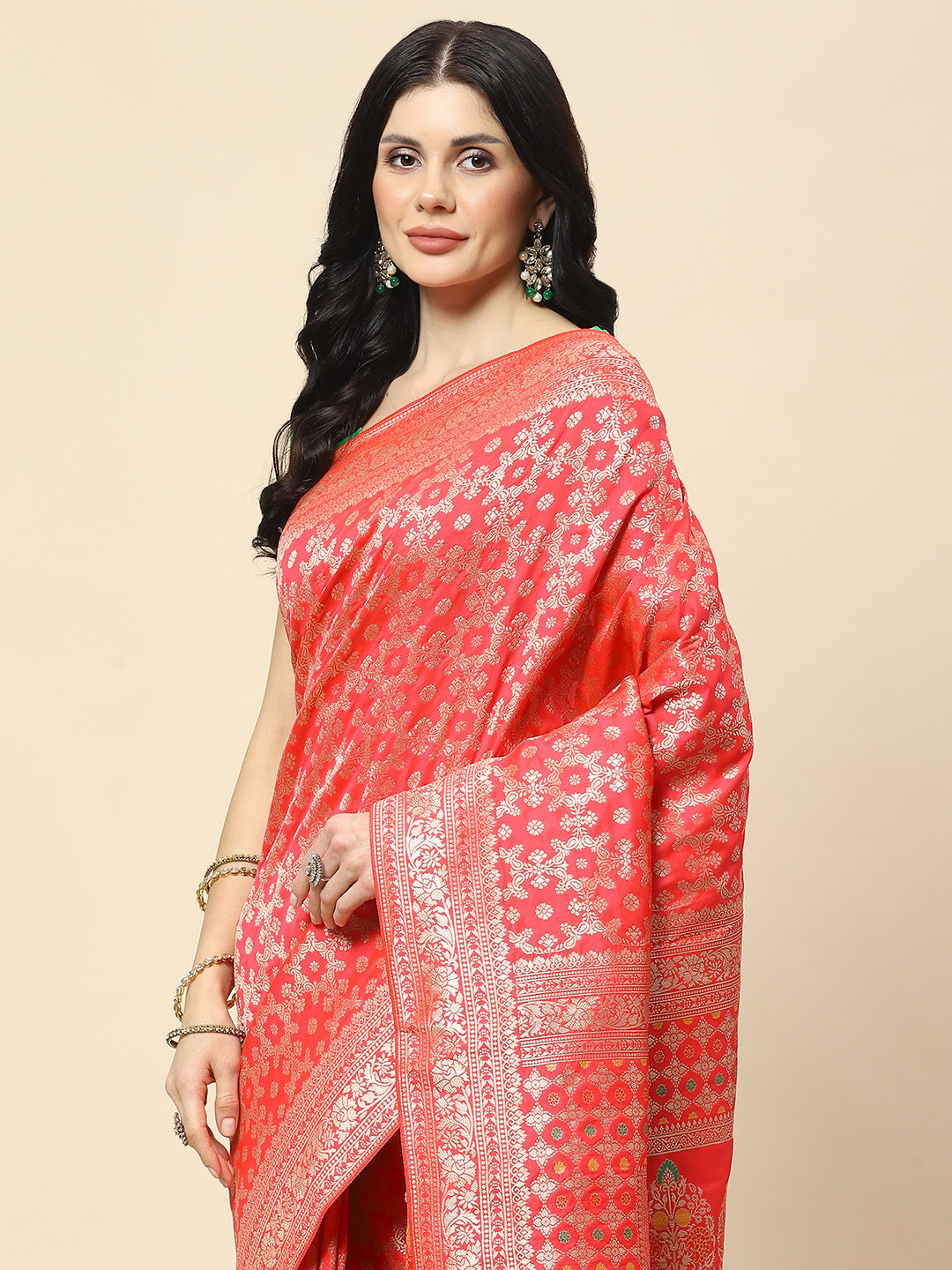 Zari Jaal Woven Art Silk Banarsi Saree