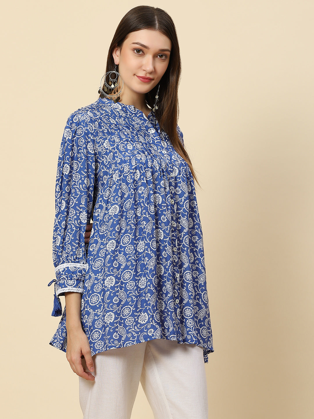 Floral Printed Muslin Kurta