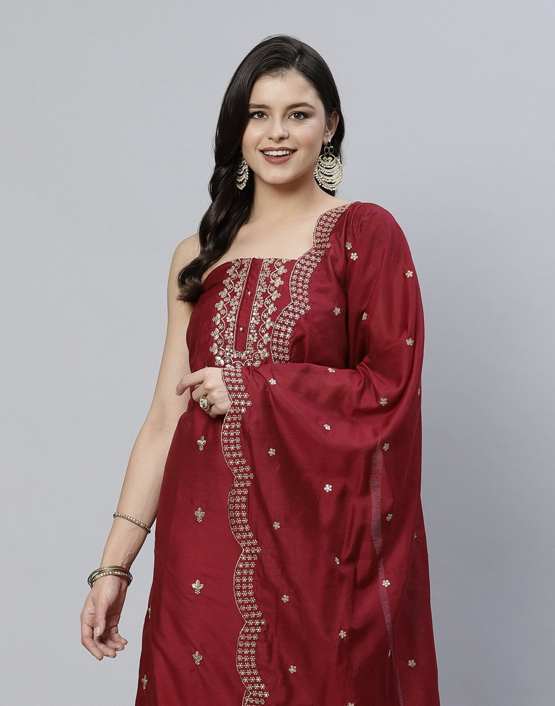 Embroidered Chanderi Suit Piece