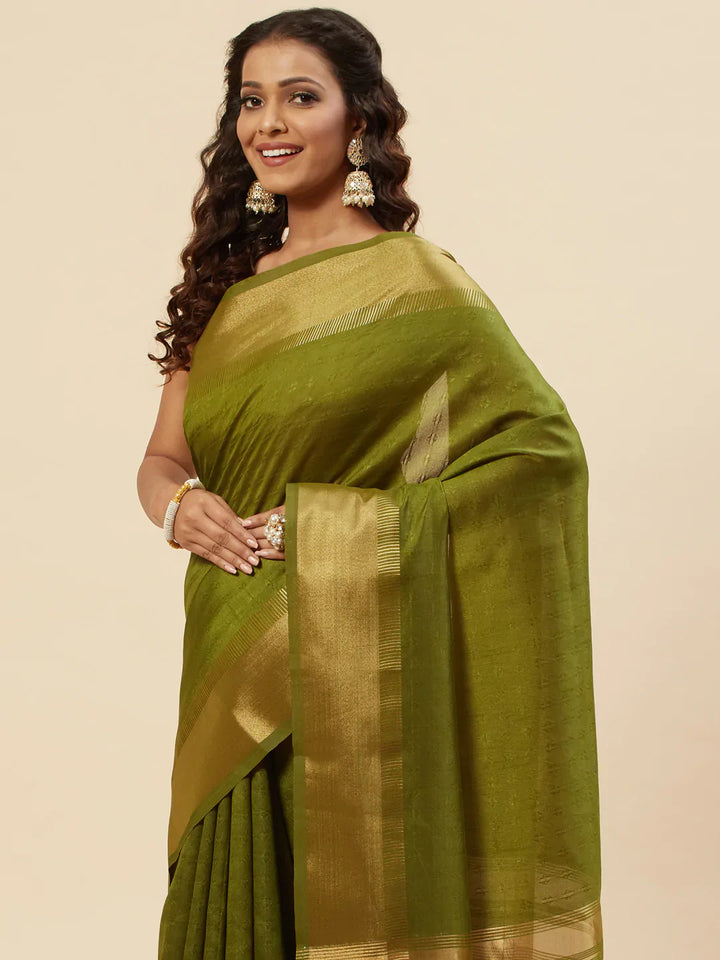 Plain Zari Border Handloom Woven Saree