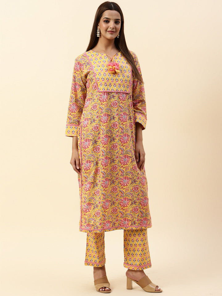 Printed Cotton Kurta With Pants