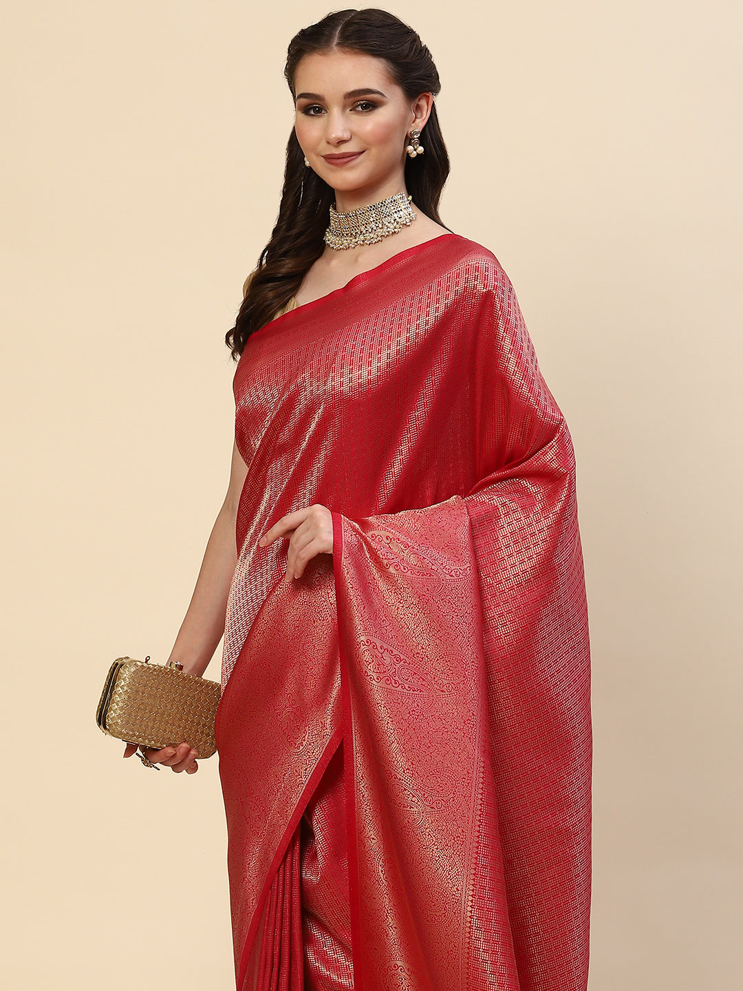 Brocade Zari Jaal Handloom Woven Saree