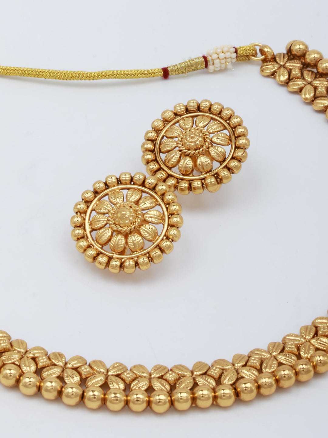 Golden Necklace Set With Earrings