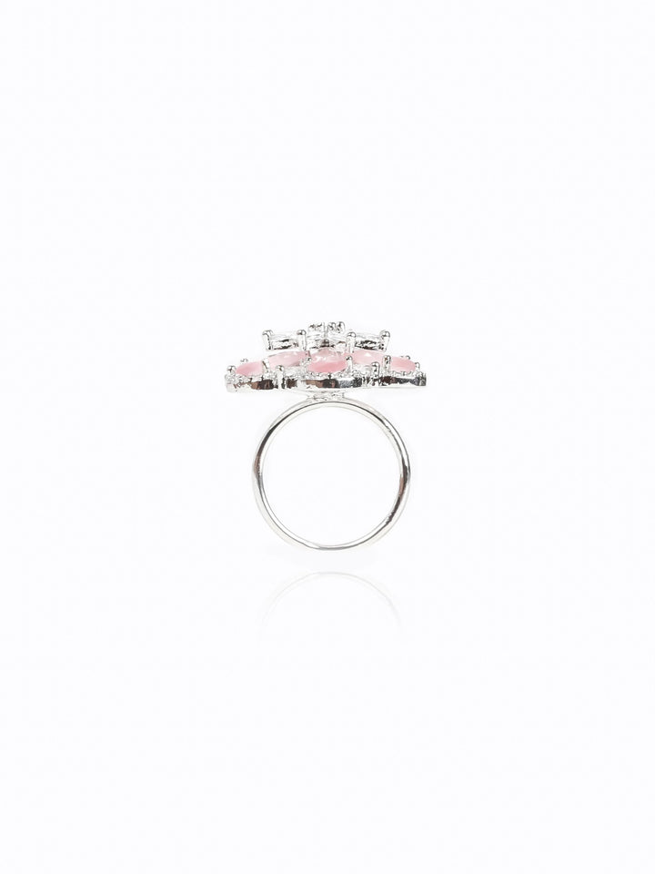 Silver Toned AD Stone Ring