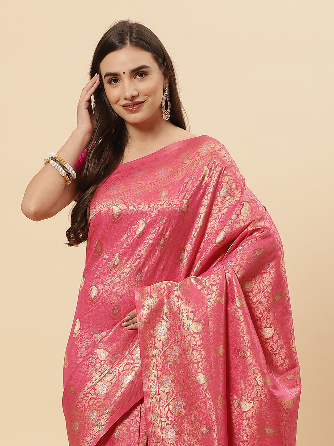 Art Handloom Saree with Zari Jaal Border