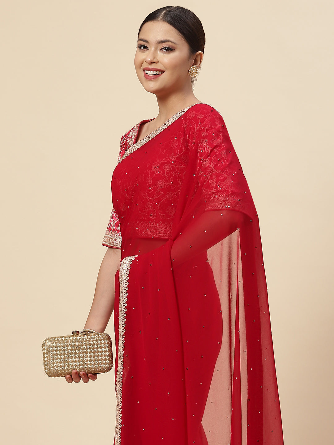 Embroidered Georgette Saree