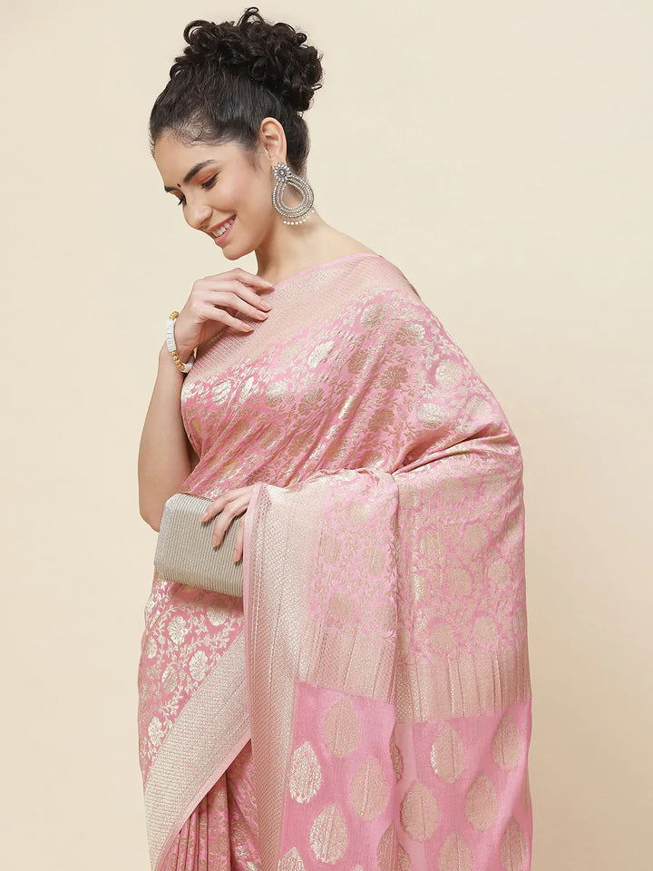 Zari Jaal Crepe Plain Saree