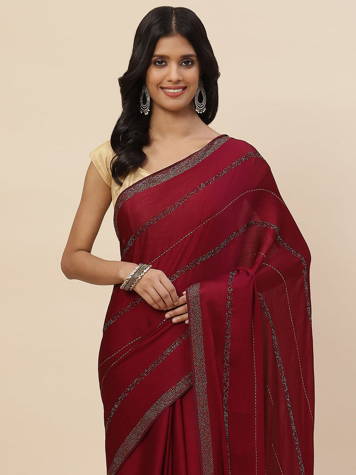Stone Embroidered Chiffon Saree