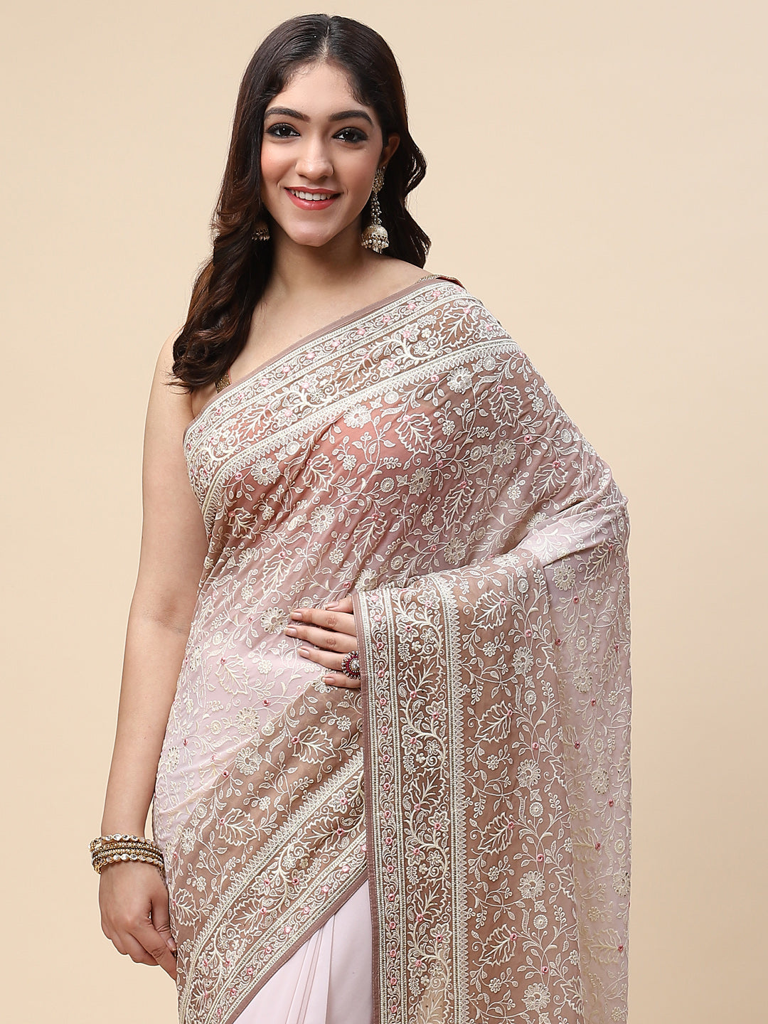 Resham Jaal Embroidered Georgette Saree