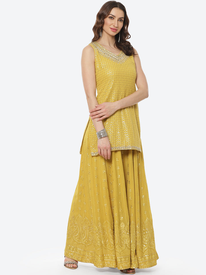 Resham Jaal Georgette Stitched Salwar Kameez With Net Dupatta