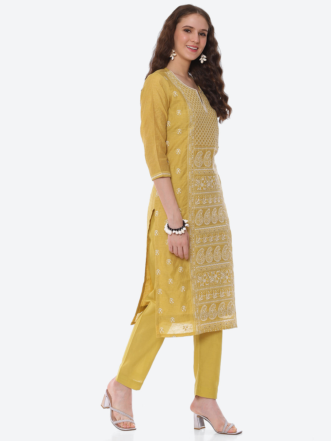 Resham Embroidered Chanderi Kurta With Pant