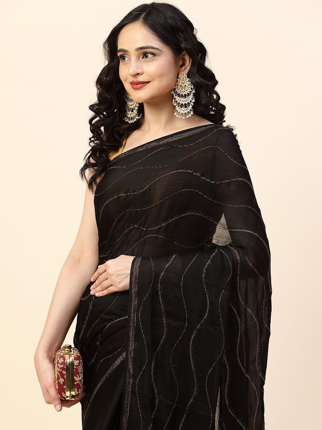 Swarovski Jaal Embroidered Chiffon Saree
