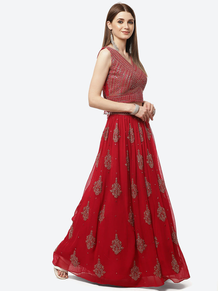 Resham Mirror Georgette Lehenga With Choli and Net Booti Dupatta