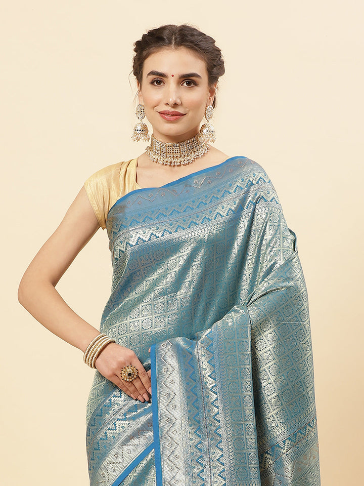 Art Handloom Saree with Brocade Zari Jaal Border