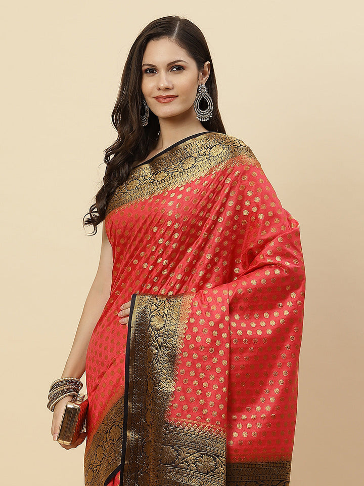 Zari Border Booti Art Handloom Woven Saree