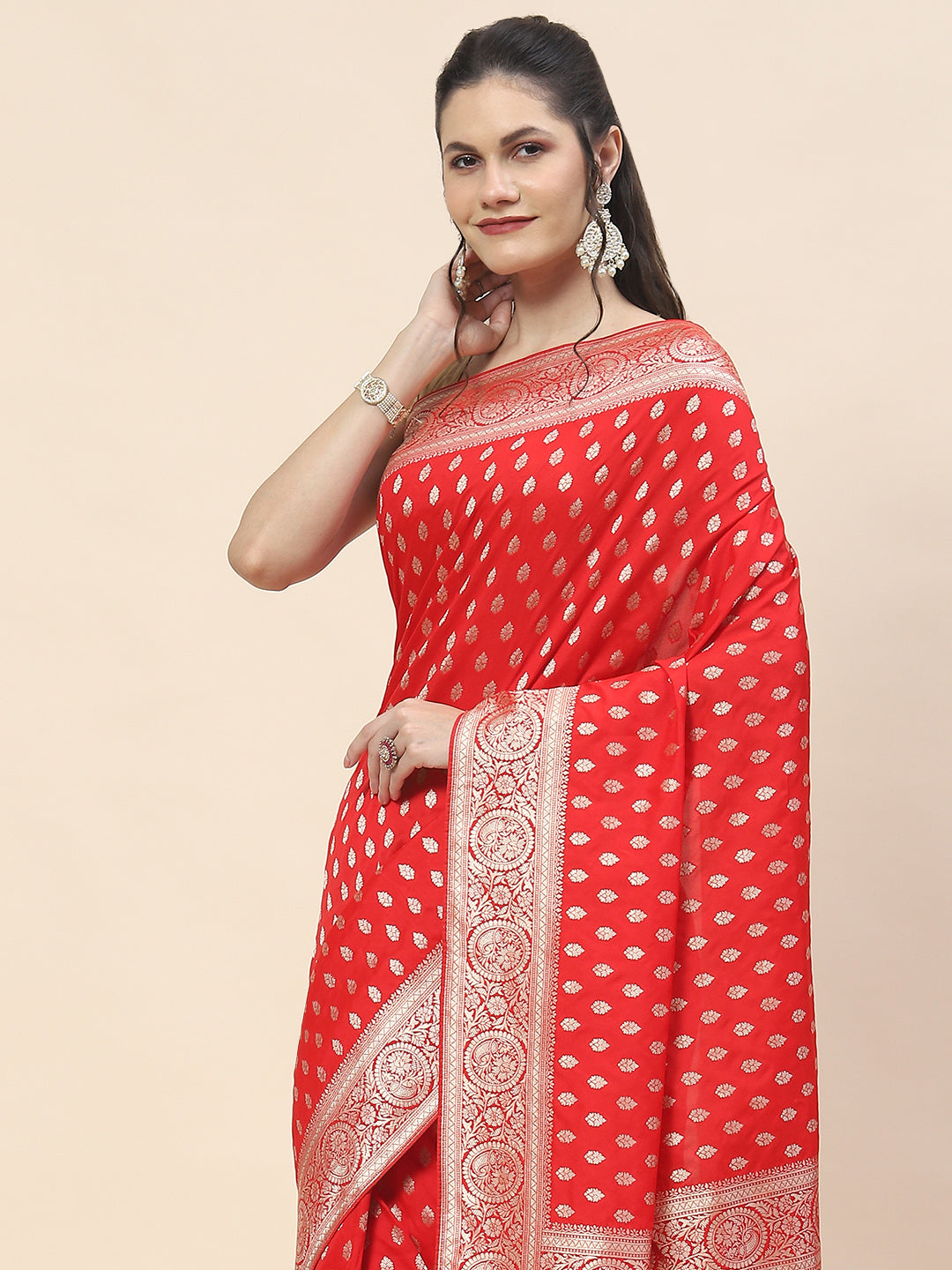 Zari Booti Woven Art Silk Banarsi Saree