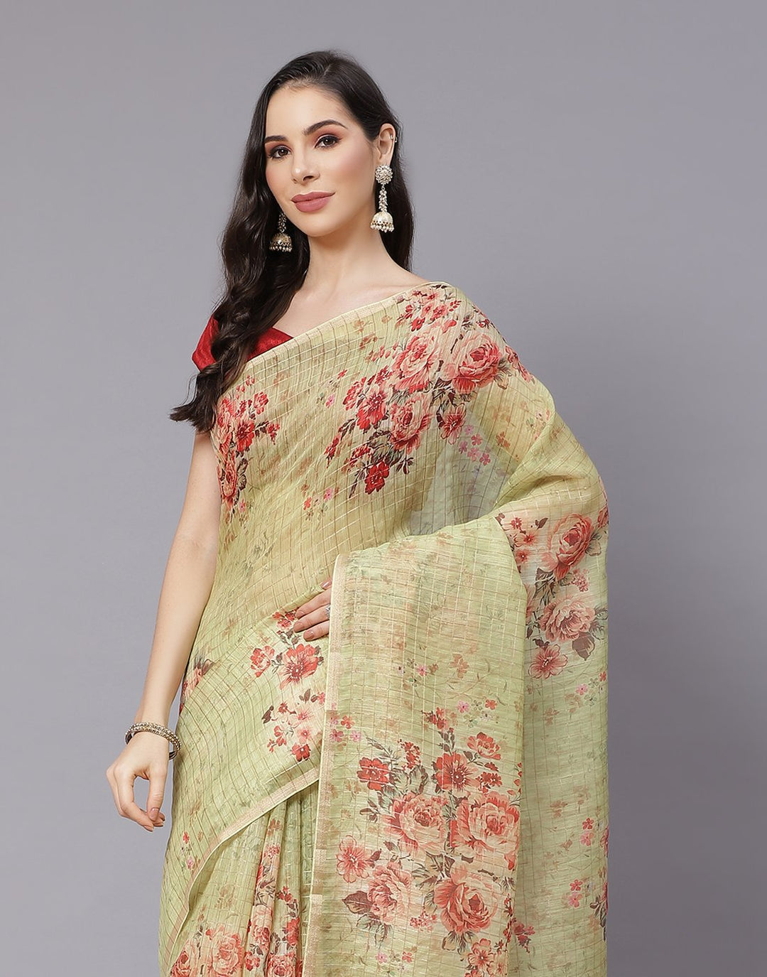 Digital Floral Linen Printed Saree