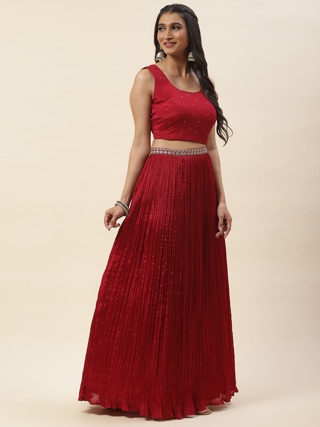 Sequin Embroidery Crepe Lehenga Choli