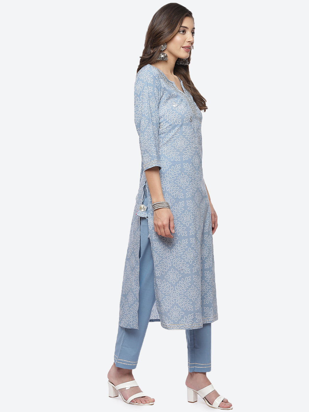 Resham Mirror Booti Cotton Stitched Salwar Kameez With Chiffon Dupatta