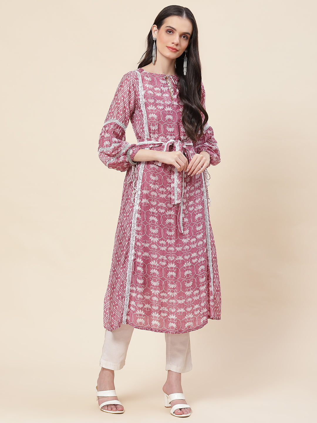 Floral Printed Muslin Kurta