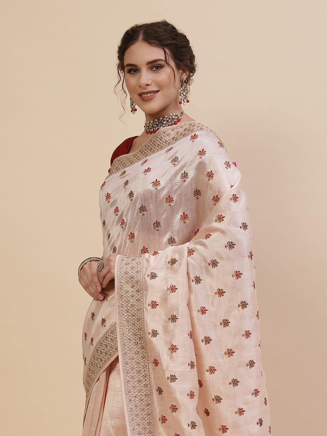 Resham Jaal Embroidered Art Tussar Saree