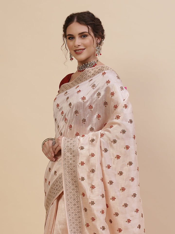Resham Jaal Embroidered Art Tussar Saree