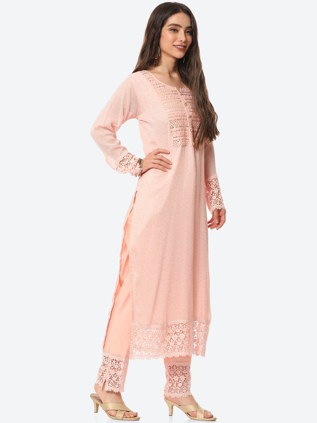 Resham Jaal Georgette Kurta With Pant &amp; Dupatta