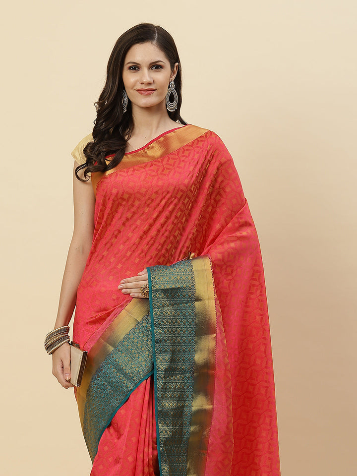 Plain Zari Border Handloom Woven Saree