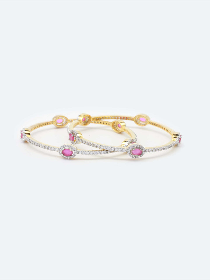 Golden And Diamond AD Bangles Set