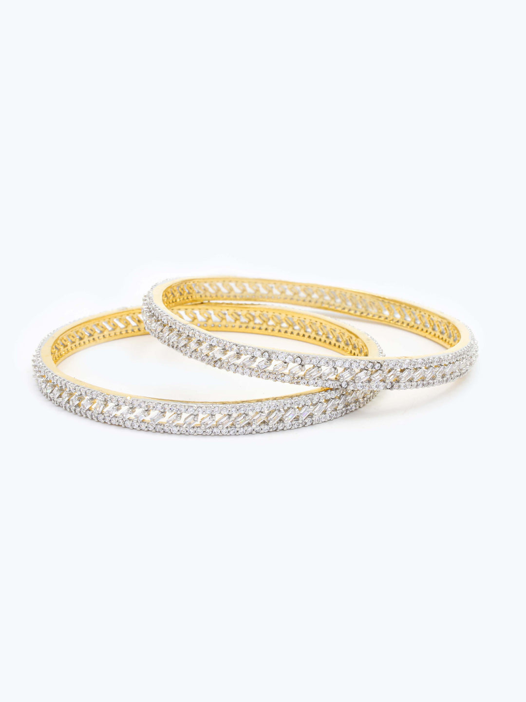 Silver &amp; White AD Bangle Set