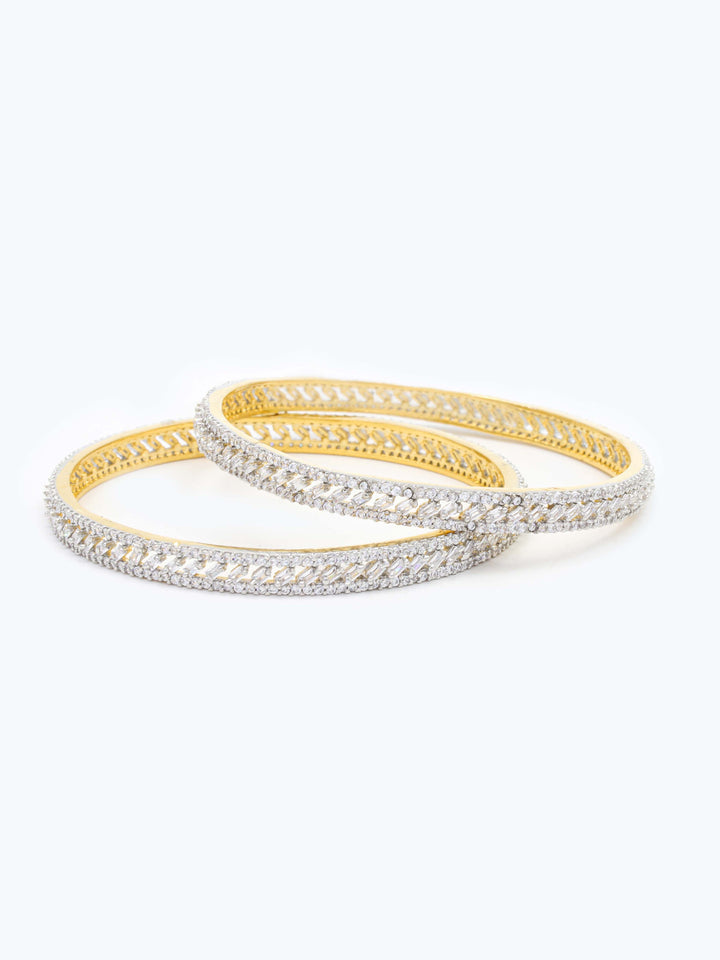 Silver &amp; White AD Bangle Set