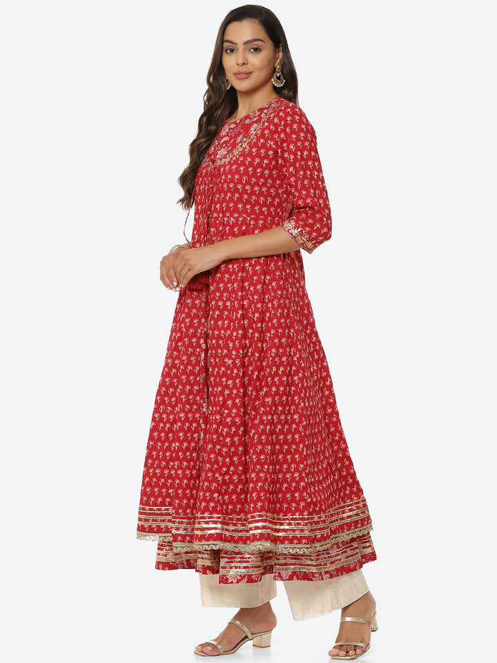 Printed Cotton Double Layered Anarkali Kurta