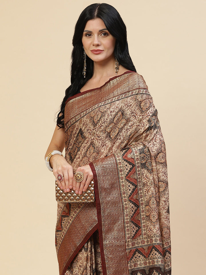 Abstract Printed Handloom Saree