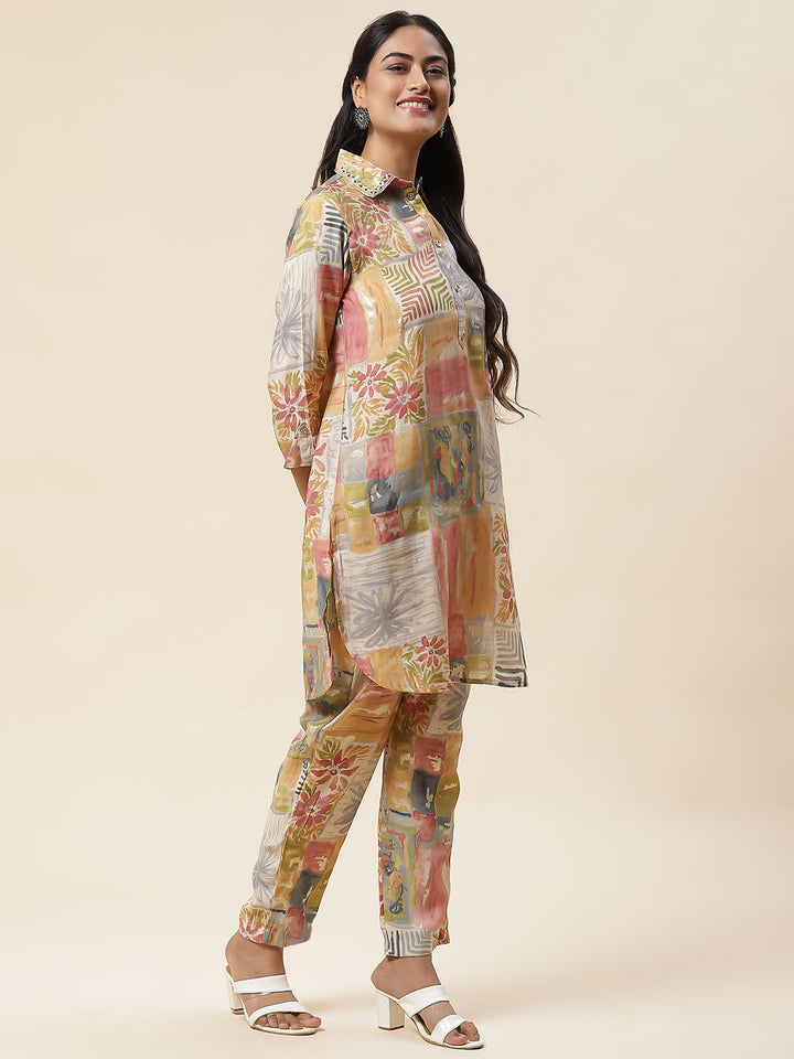 Printed Muslin Kurta With Pants